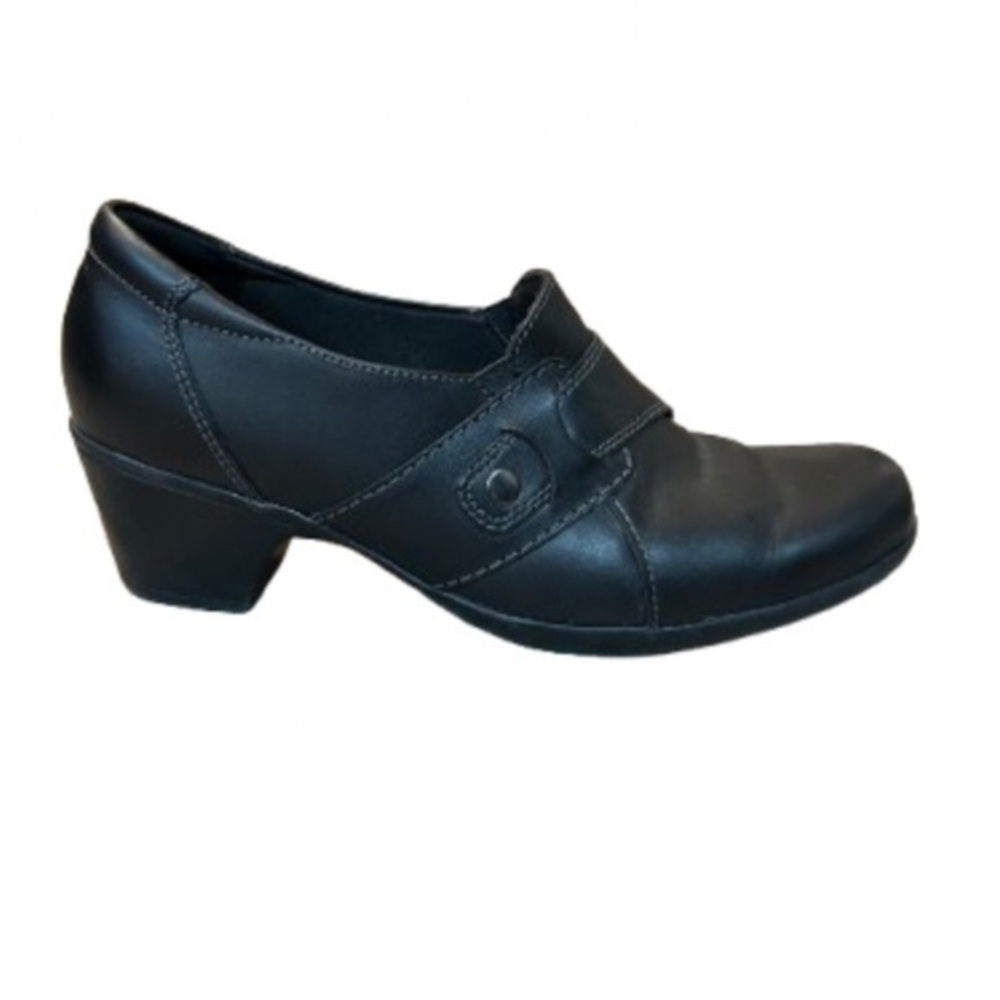 Clarks Genuine Leather Black Slip-On Design Shoes